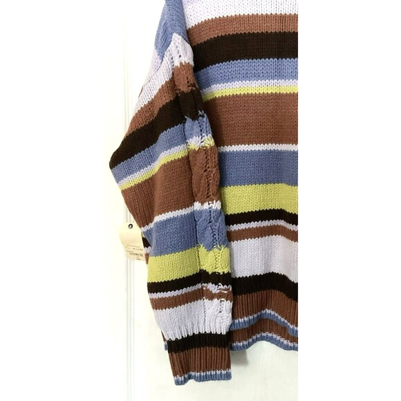 St John's Bay Womens Crew Neck Cable Knit Pullover Sweater Size 1X, Multi Stripe - Picture 5 of 7